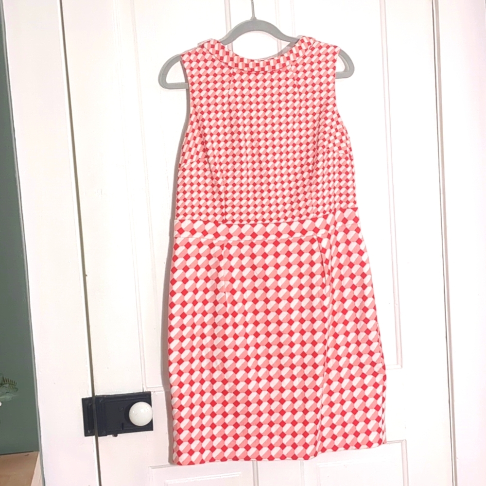 Boden Martha Geometric Red shift dress